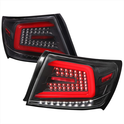 SpecD 2008-2014 Subaru ImprezaWRX/STI Red LED Bar Sequential Turn Signal Tail Lights (Matte Black Housing/Clear Lens)